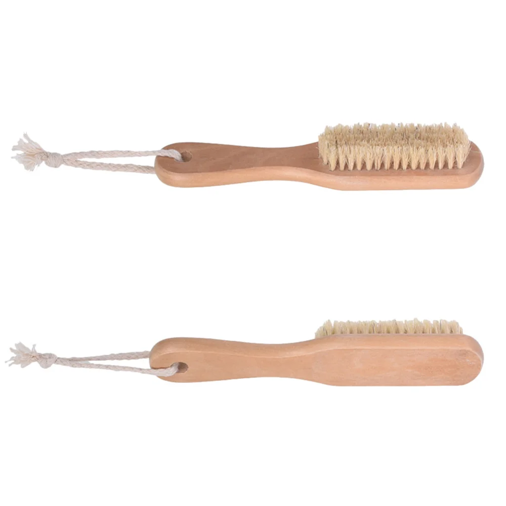 

2 Pcs Wooden Nail Brush Long Handle Exfoliating Brush Natural SPA Brush for Men and