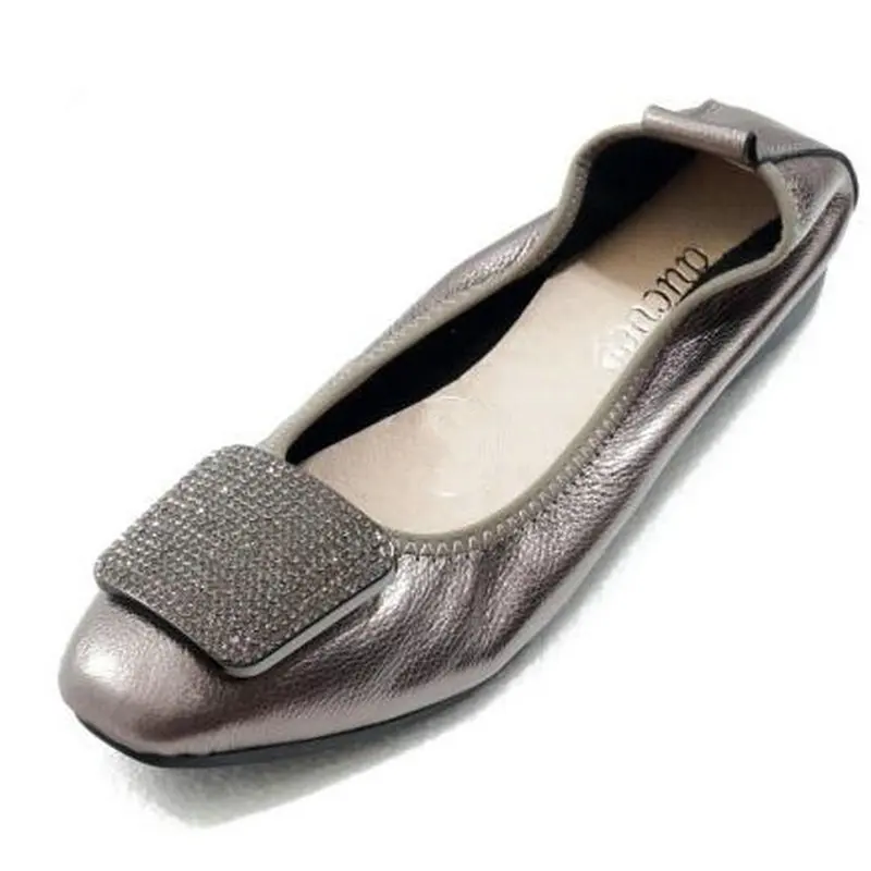 Балетки стразы из натуральной кожи женские блестки плоская подошва повседневная