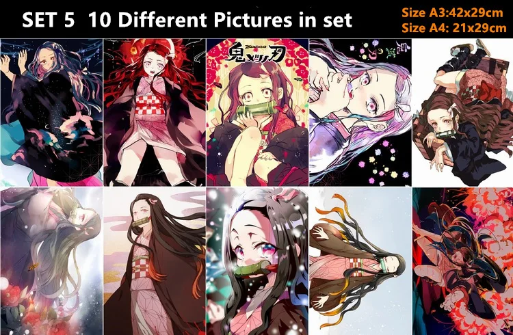 10 шт./лот Аниме Убийца демонов: Kimetsu no Yaiba постер наклейка открытка игрушка