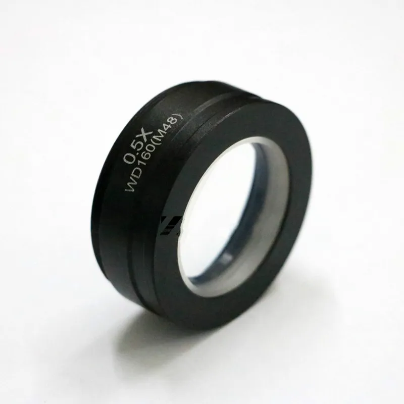 Стереомикроскоп с вспомогательным объективом 0,5X, линзой уменьшения 0,5X, увеличивающим зеркалом и телеконвертером.