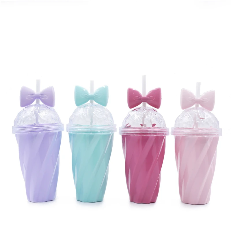 Горячая новинка 2020 Очаровательная соломенная чашка с бантом пластиковая крышкой