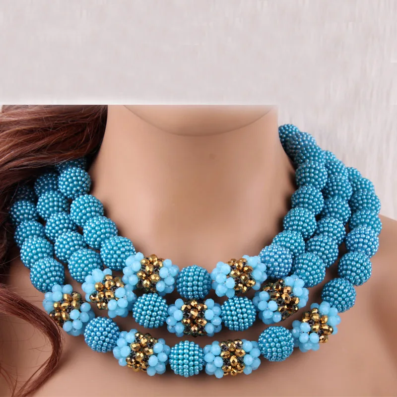 Дудо Африканский свадебный набор ювелирных изделий Бриджит для нигерийских женщин 3 слоя акриловых шаров и ручные хрустальные аксессуары Новый на.