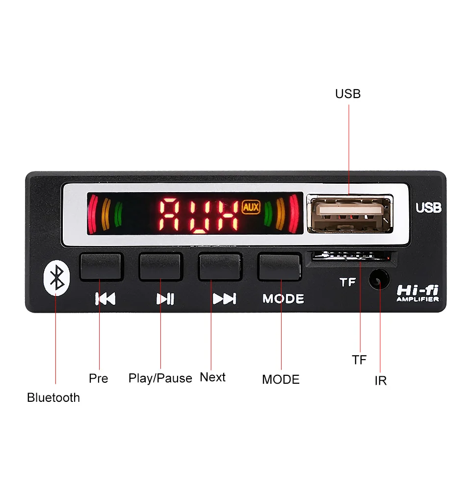 AIYIMA 12 в Bluetooth 5,0 MP3 аудио декодер плата AUX USB TF FM Музыкальный радиоплеер декодирование WMA WMV APE Сделай Сам спикер усилитель