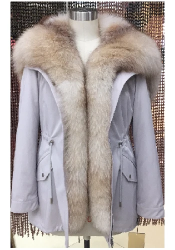 white 26 QSJ Женская зимняя парка, пальто, куртка, воротник лисы, съемная подкладка из кролика, капюшон 85 см, длина в капюшоне, мех, можно открыть 9-19815 - Цвет: white 26 QSJ