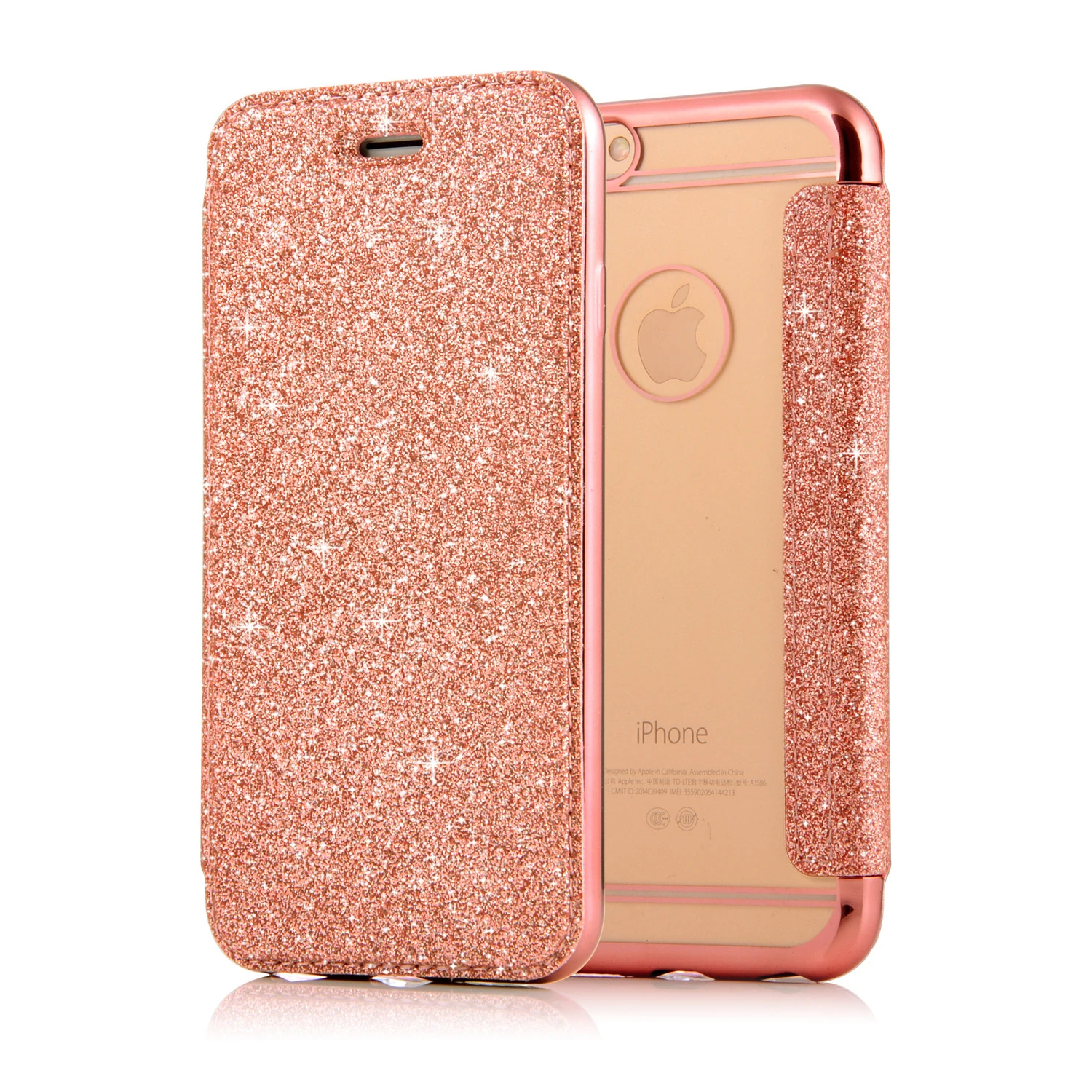 rose gold Для Iphone Xr 7 XS Max Флип роскошное покрытие для чехла задняя крышка 360 полностью закрытый защитный чехол для Iphone 6 6s 8 Plus Coque Funda - Цвет: rose gold