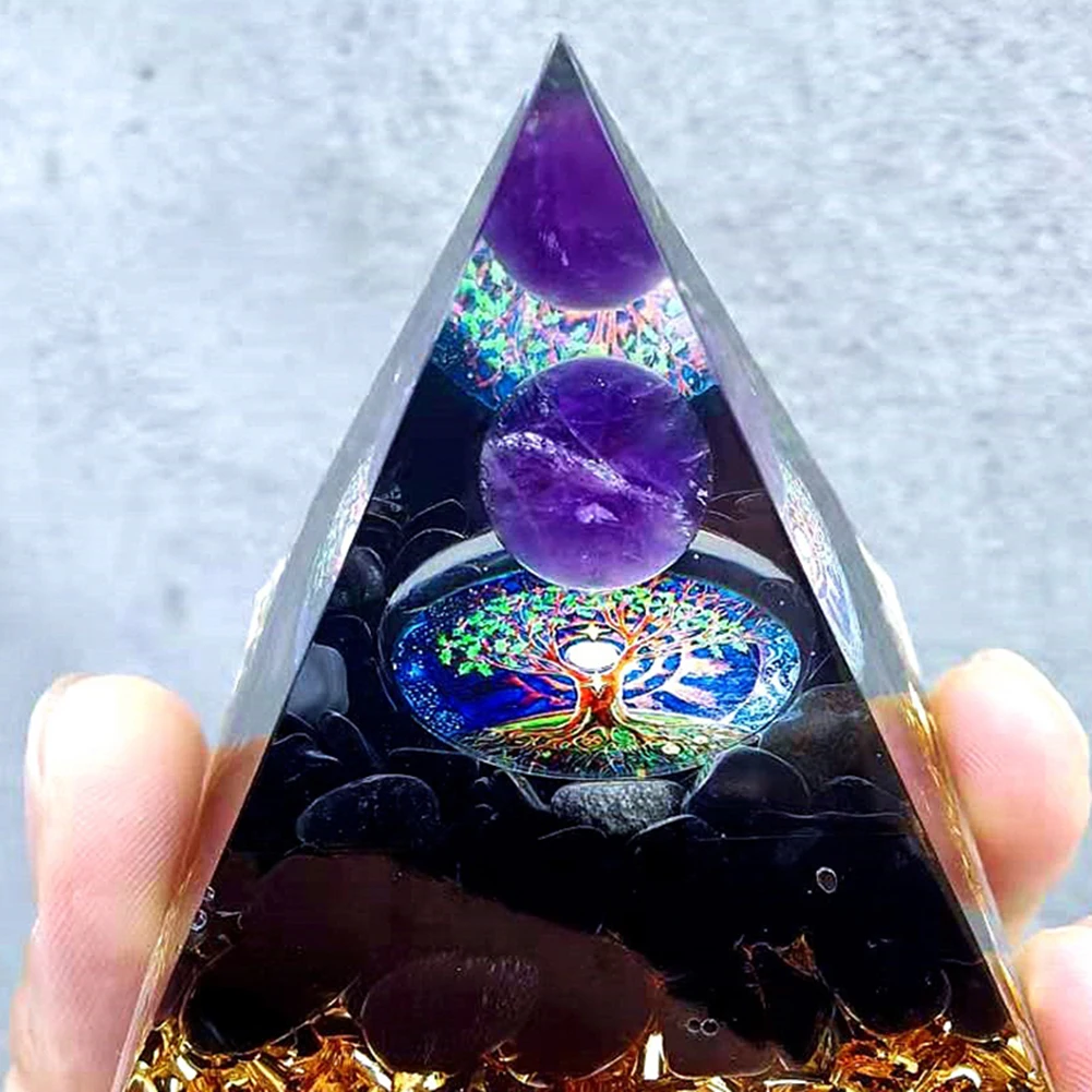 

Pyramid Ogan Crystal Energy Tower Nature Reiki Chakra Crushed Stone Jewelry