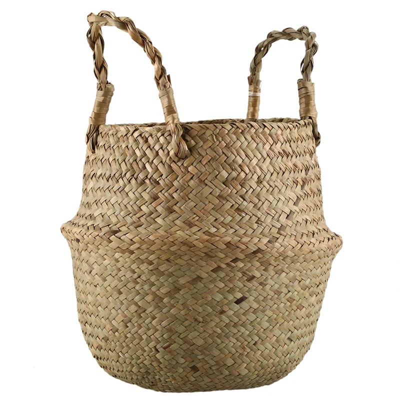 Seagrass плетеная корзина из ротанга Складная висячая Цветочная горшка плантатор