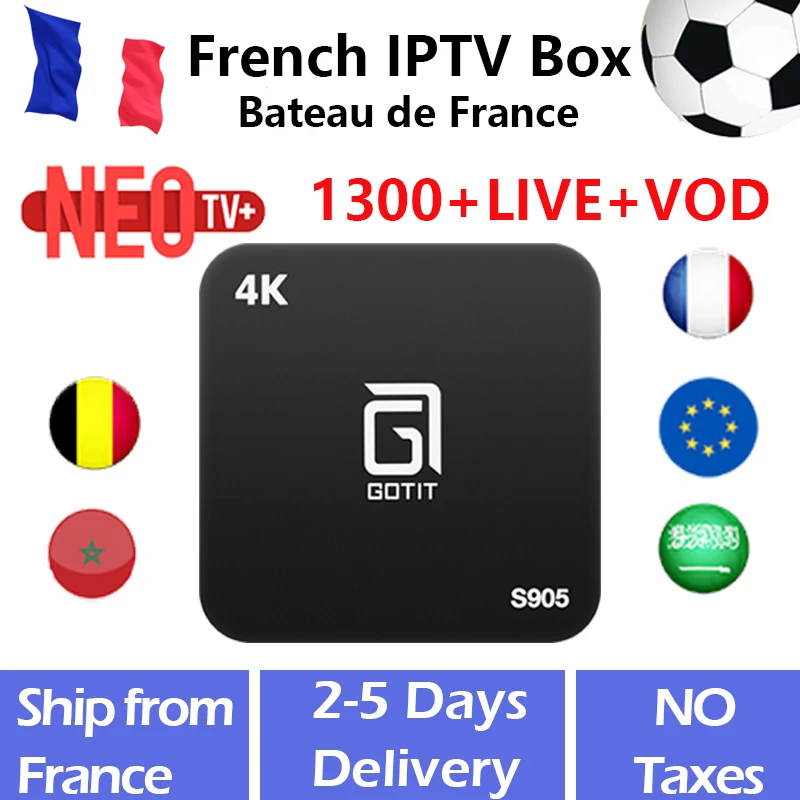 Французский S905 Android tv BOX 7,1+ NEO tv IP tv NEO подписка ТВ франсаис Бельгия арабский Марокко 1300+ Live VOD IP tv m3u smart tv