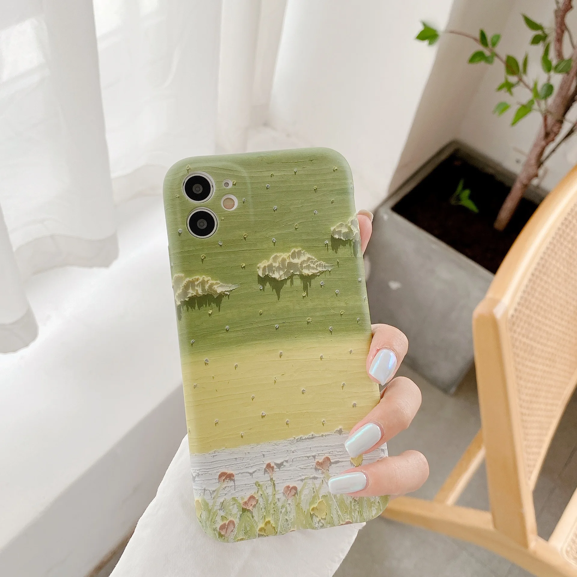 Чехол для телефона в стиле ретро с рисунком масляной живописи пейзажа и цветов