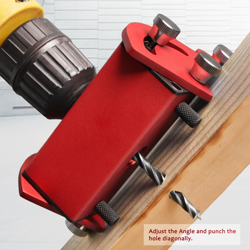 

Diagonal Hole Locator Hole Punch Fixture Doweling Jig Woodworking Tool Precision Adjustable DIY For Drilling Guide Positioning