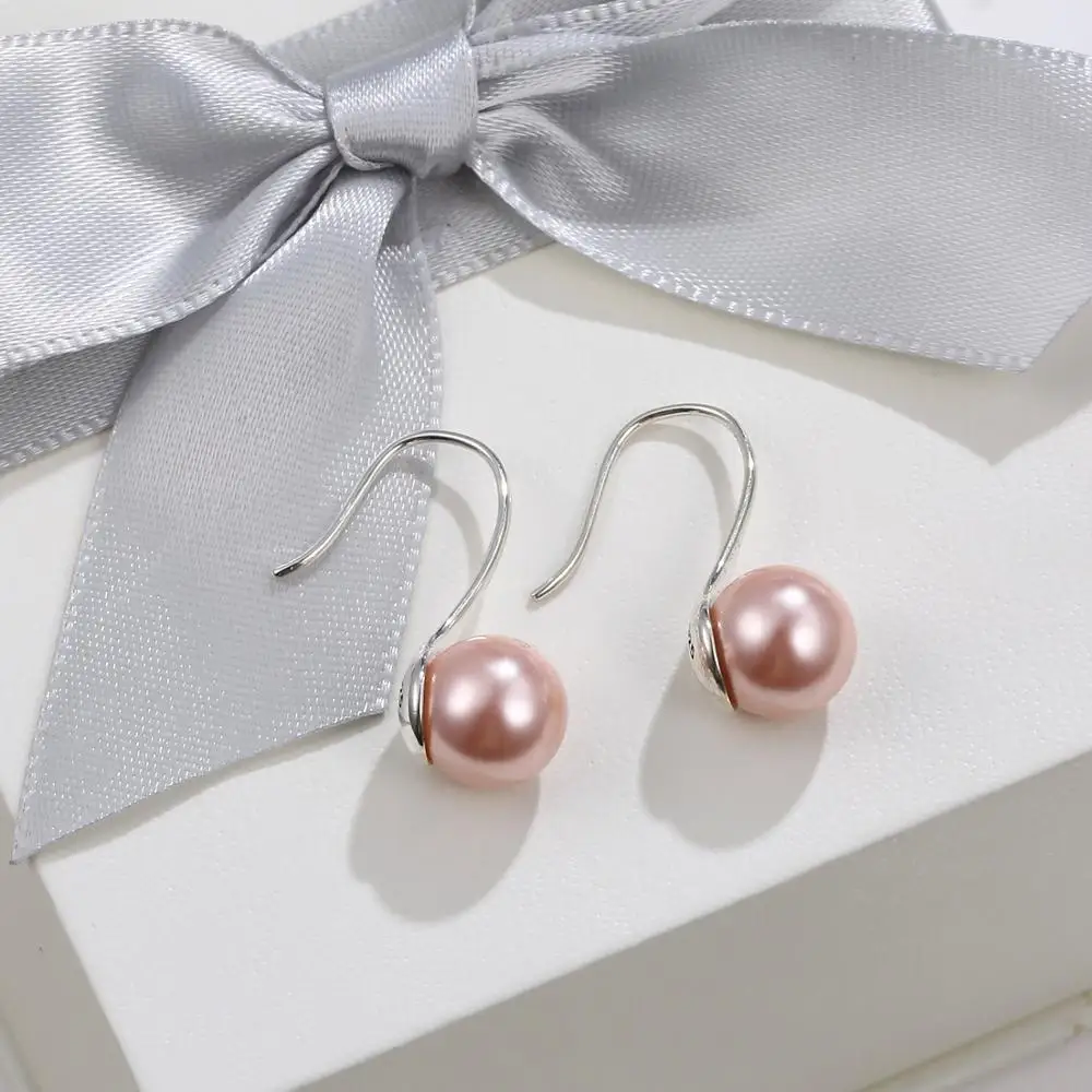 Женские серьги из серебра 925 пробы с большим прозрачным жемчугом|Серьги-подвески|