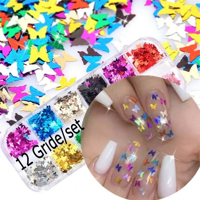 1 коробка голографические Блестки для ногтей в форме бабочки|Блестки ногтей| |