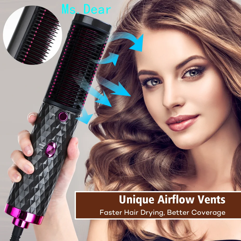 

3 In 1 Hair Blow Hot Comb Volumizer Electric Hair Straightener Brush Curlers Flat Iron Magic Curling Wand Iron Hair Styling Too