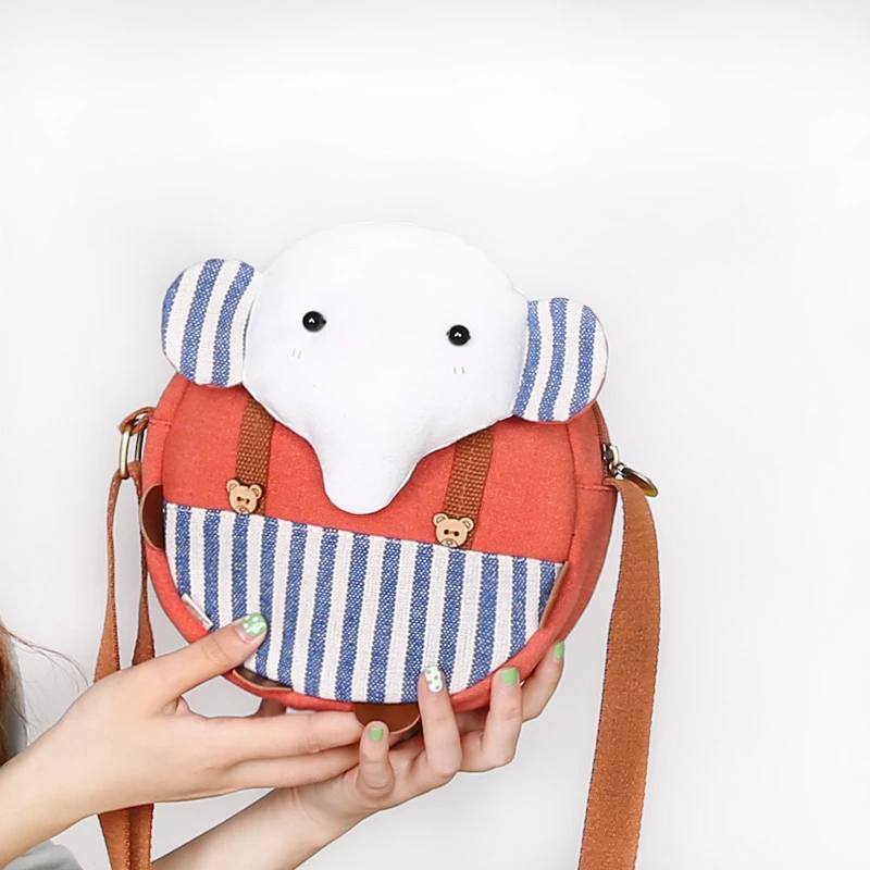 Crossbody female new cartoon cute small bag ins wild student canvas round | Багаж и сумки