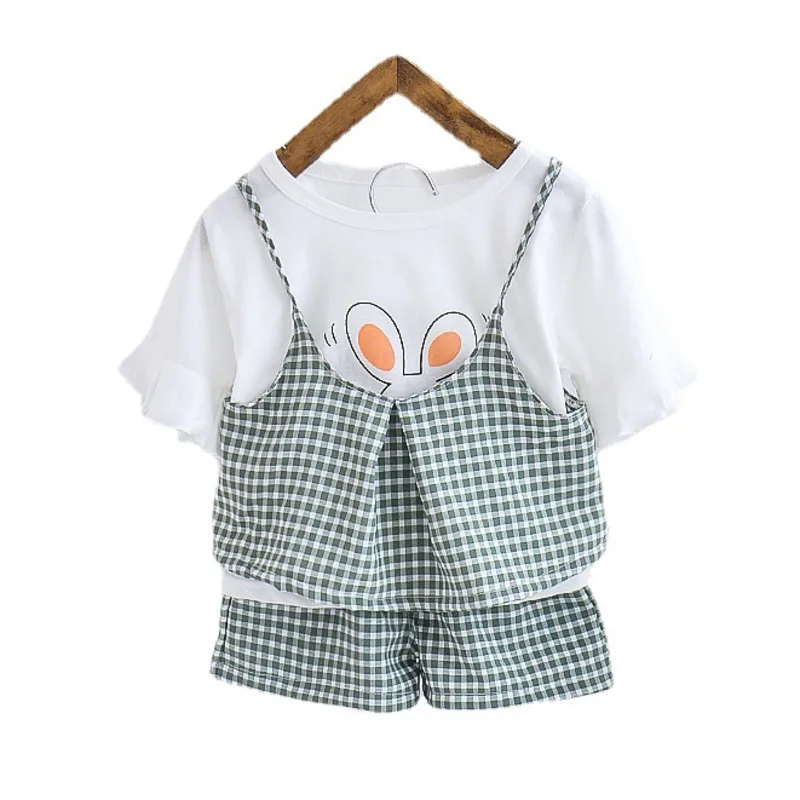 Новинка модная летняя одежда для маленьких девочек детское милое Хлопковое