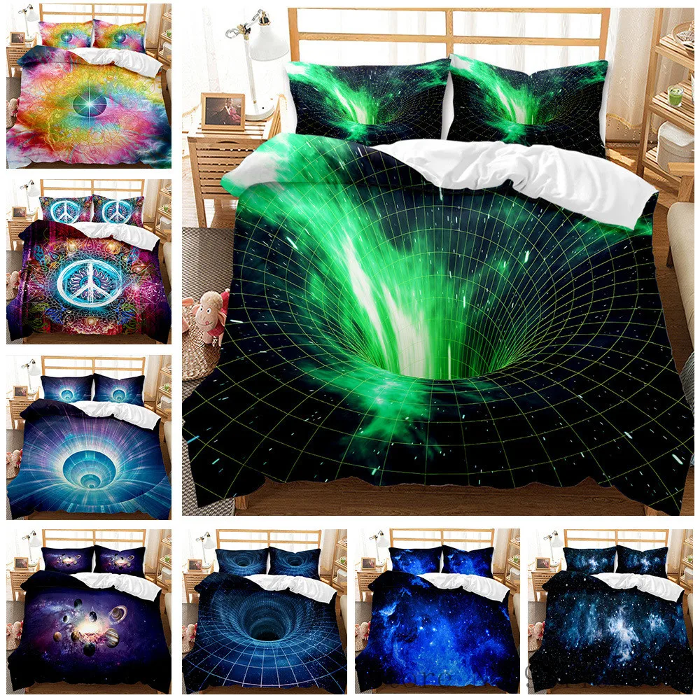 

Star Sky Black Hole 3D Printed Bedding Set Fashion Colorful Comfortable Quilt Cover and Pillowcase Bedclothes Home Textiles