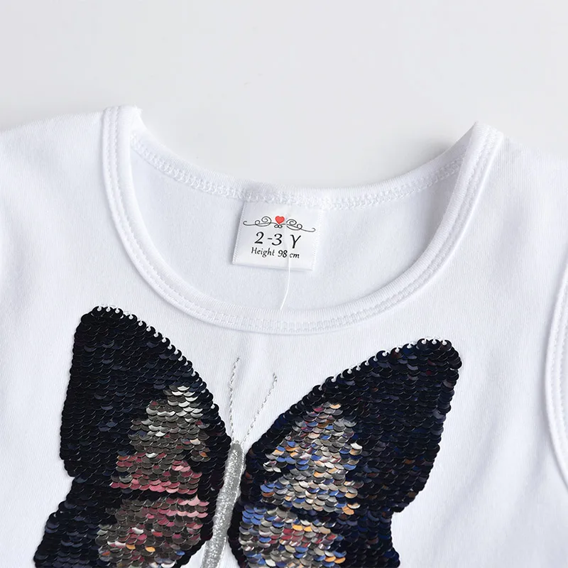 Платье детское летнее кружевное без рукавов с бабочками и блестками | Детская