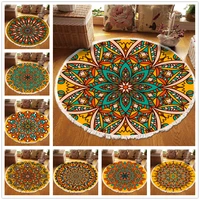 national style mandala round mat living room carpet imitation cotton linen decor woven prayer bedroom rug children play area rug