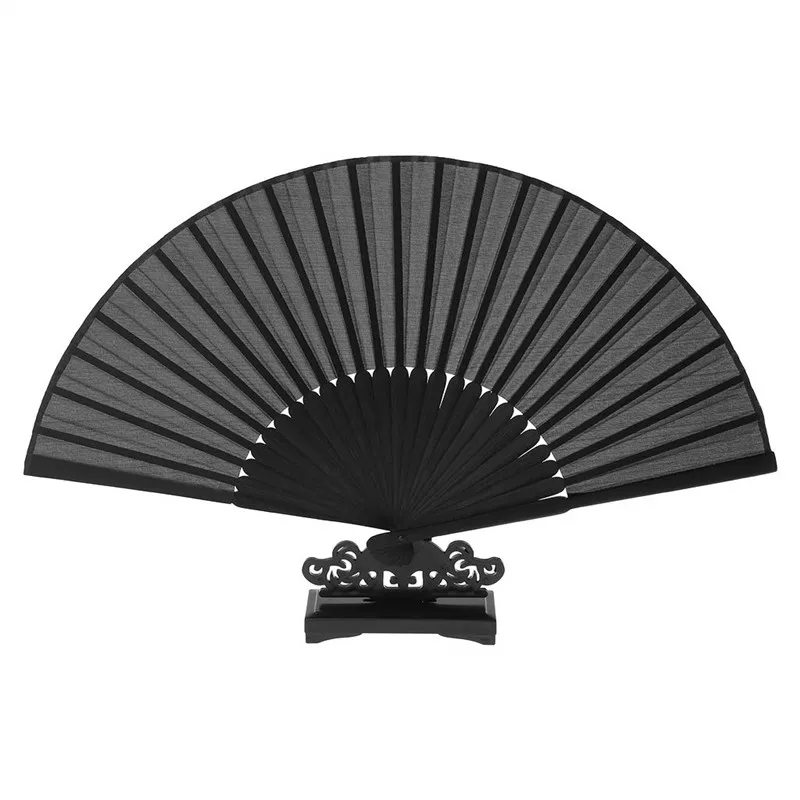 

DIY Silk Black Chinese Folding Fan Hand Fan Wooden Bamboo Craft Painting Wedding Favors Party Decor with Pocket Gifts Home Decor