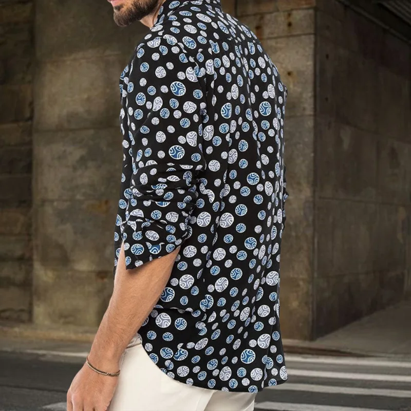 

Wepbel Shirt Beachwear Printed Tops Sexy Retro Fashion Shirt Handsome Men's Short Sleeve Loose V-neck Blouse Tops Shirts