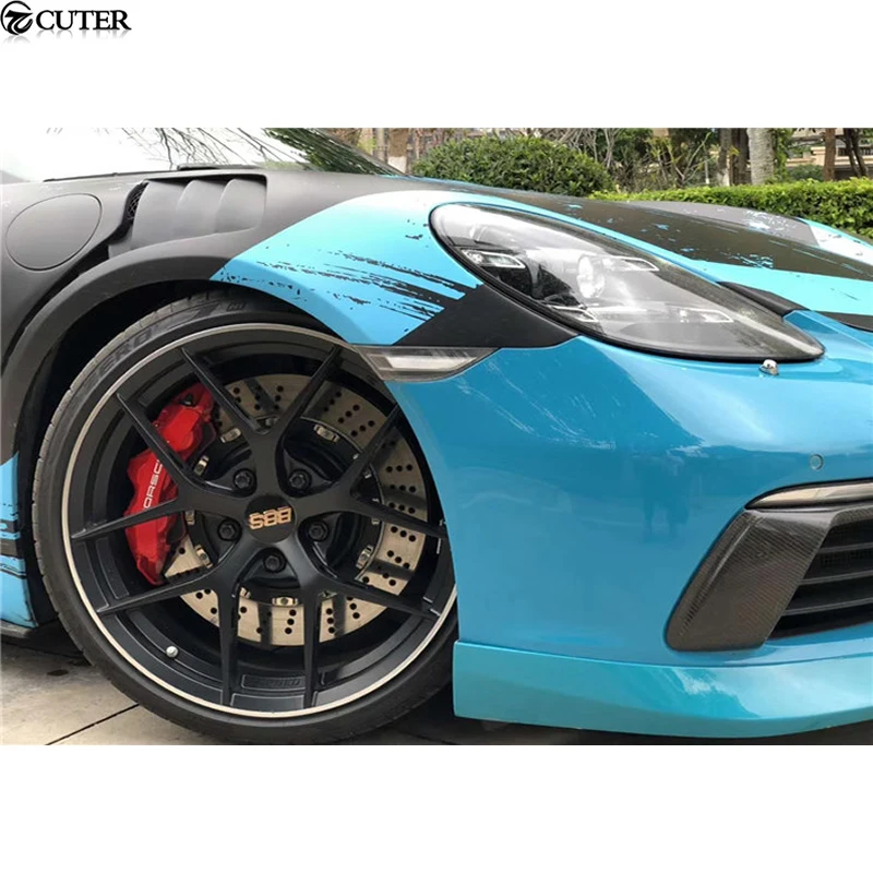 718 углеродное волокно передний бампер противотуманные фары крышка