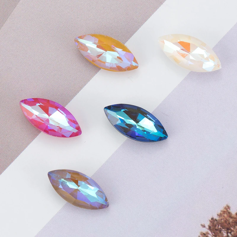 

Horse Eye Strass Shiny Mocha Navette Crystals Glue On Nails Fancy Rhinestones Strass Crystal Nails Decoration Rhinestones
