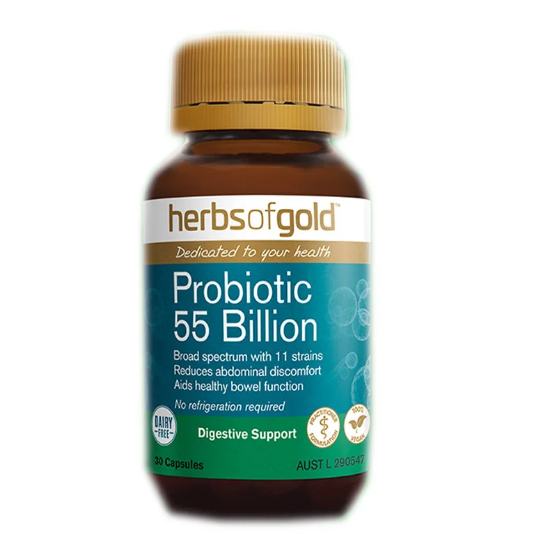 HerbsofGold Adult 55 Billion Probiotic Capsules 30 Capsules/Bottle Free Shipping