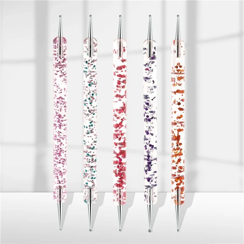 

5pcs Nail Art Sequins Double-headed Diamond Brush Tool Point Drill Pen Acrylic Glitter Point Flower Needle Sequin Rod Point