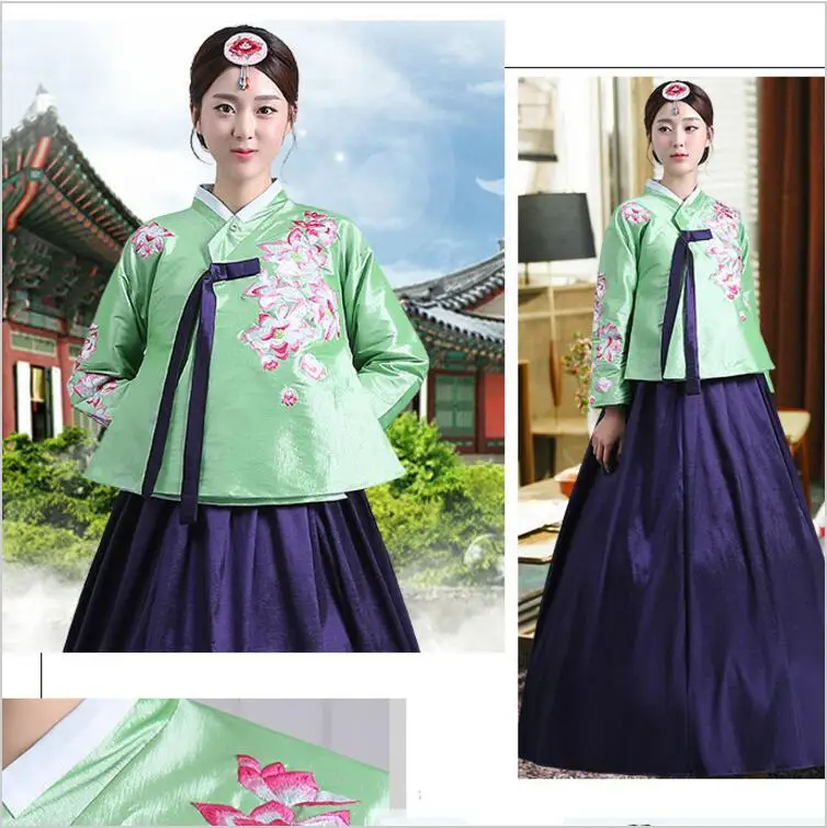 Новый Дизайн Роскошный корейский традиционный костюм Hanbok с длинным рукавом