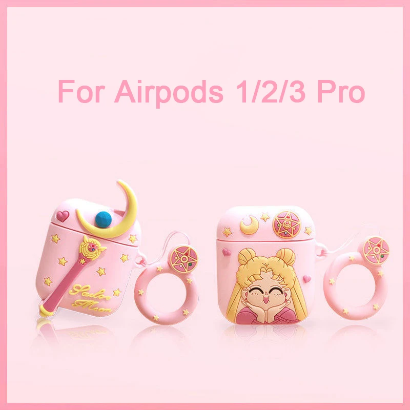 

Мягкий силиконовый чехол для Airpods 1, 2, 3, с 3d-изображением милой девушки, мультяшная волшебная палочка, Bluetooth наушники с зарядным устройством, ...