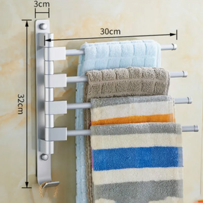 Вешалка для полотенец может вращаться без перфорации алюминиевая Золотая