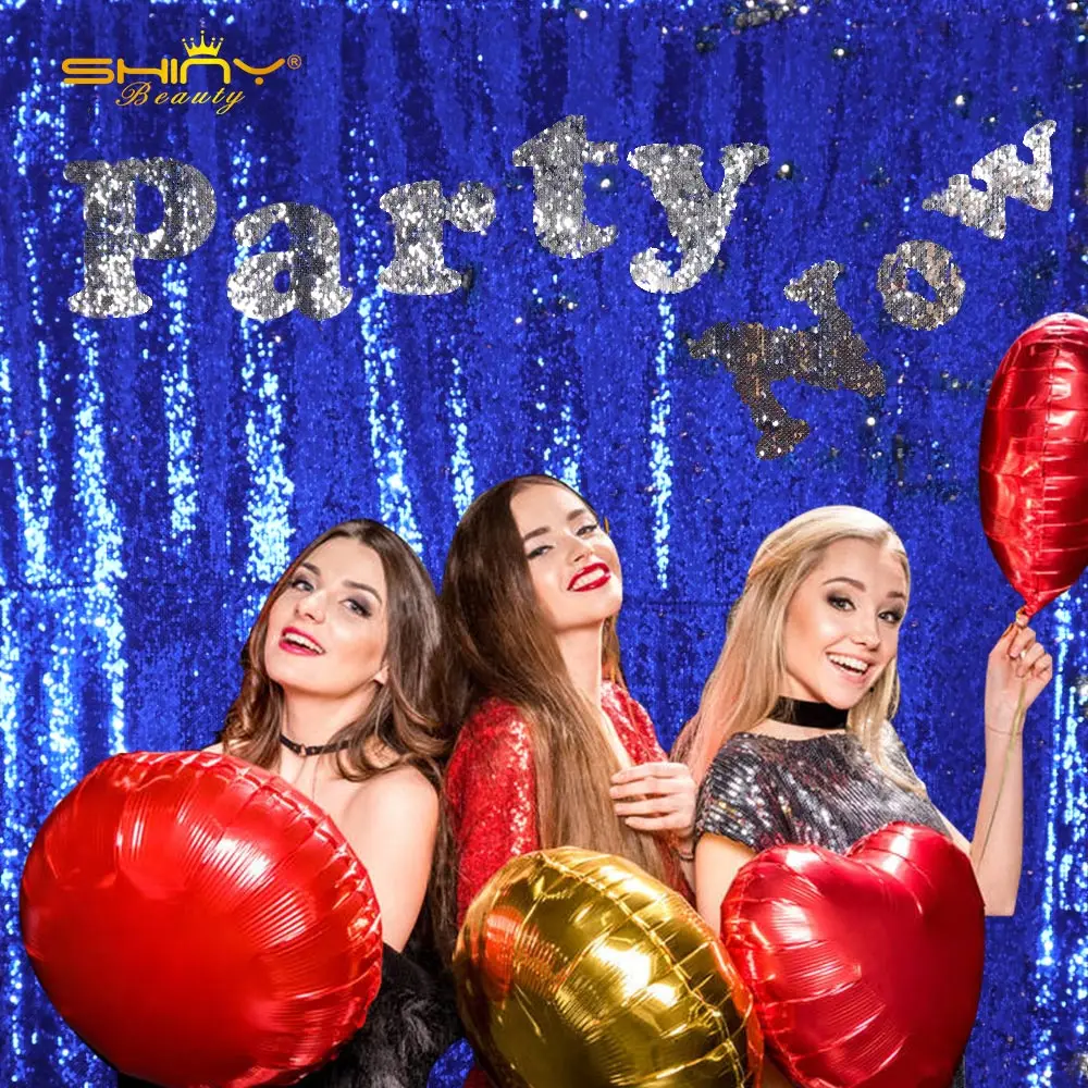 Королевский синий блесток фон занавески Серебро русалка Фото фоны 8ftx8ft Свадебная