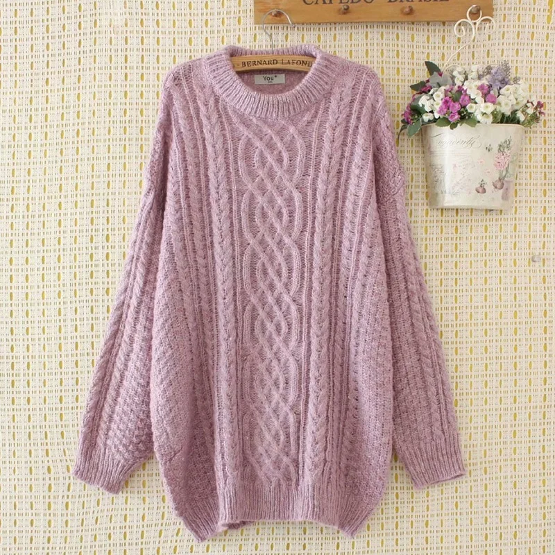 

Plus Size Women's High Collar Sweaters Thick Winter Pink Navy Blue Tops Casual Outwear