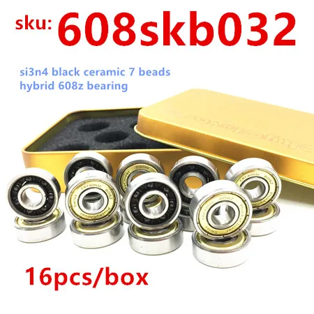 16pcs bearings PluckyClover скейт подшипник 608 с 7 керамическими бусинами роликовые коньки скорость скейт керамический подшипник скутер скейтб - Цвет: 16pcs bearings