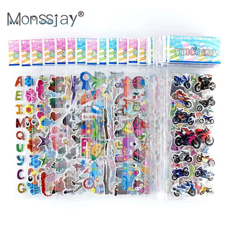 

12 Sheets Cartoon Sticker Toys for Kids 3D Cute Bubble PVC DIY Scrapbook Notebook Diary Laptop Decoration Stickers Label