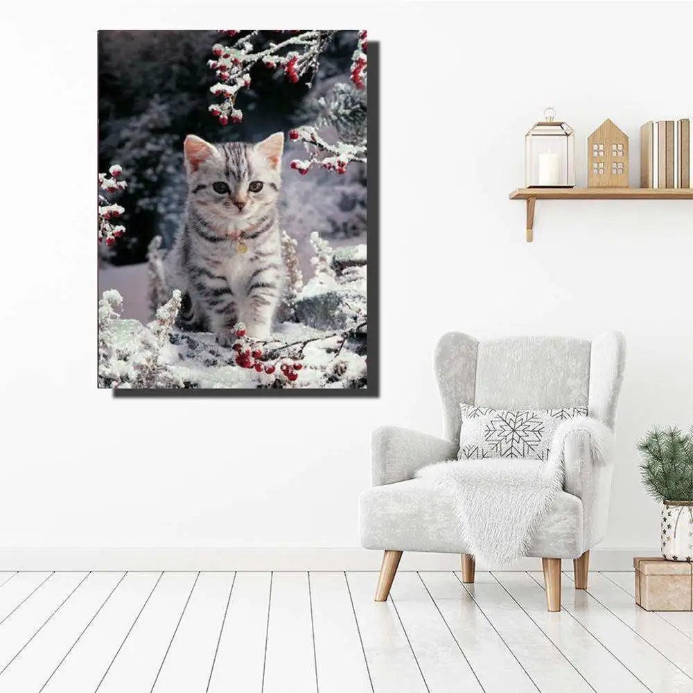 5d алмазная живопись полный круг кот стразы животное картина вышивка Алмазная