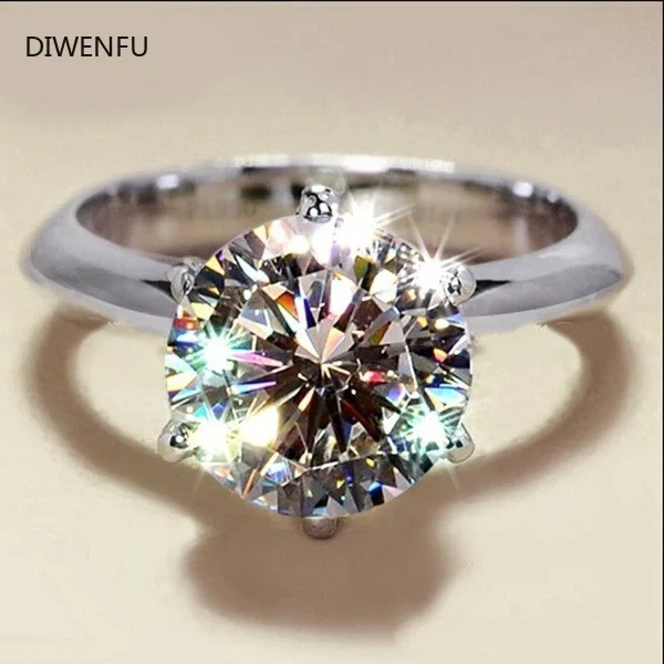 ring 12mm EF Round 18K White Gold S925 Silver Moissanite Rings For Women Diamond Test Passed Wedding Rings Eve Gift Jewerly