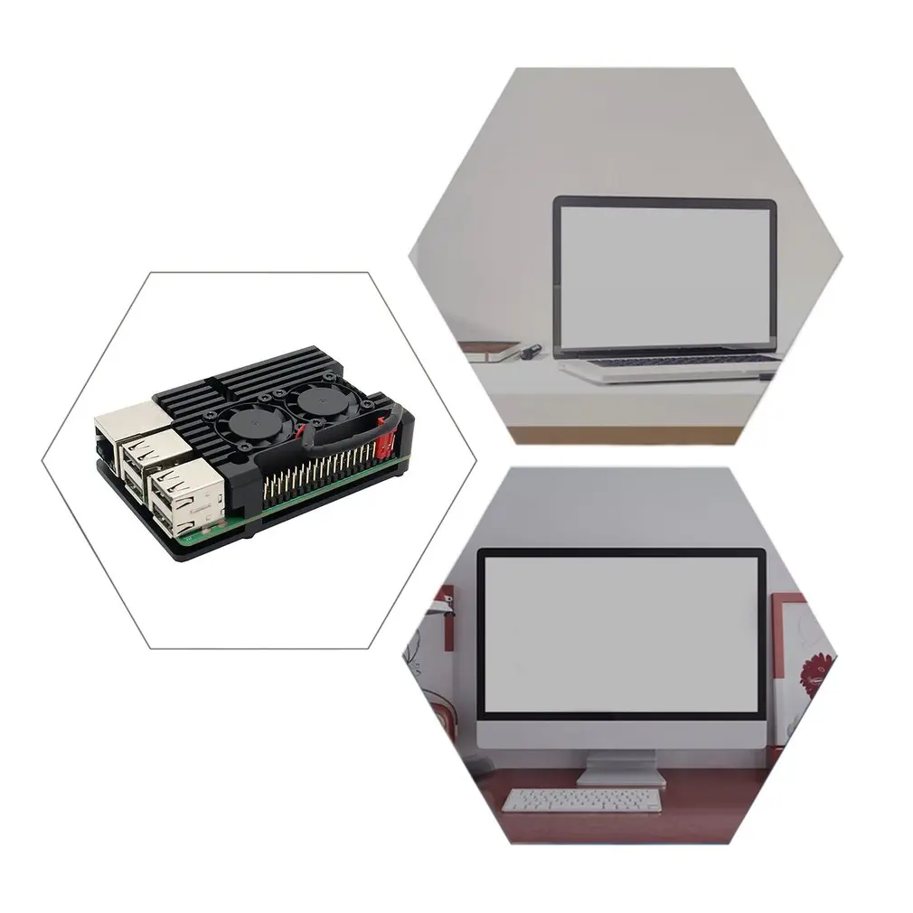 Алюминиевый Чехол для Raspberry Pi 4/3 с двойным вентилятором металлический корпус