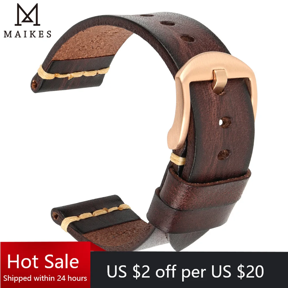 Maikes-Correa de cuero genuino para reloj Galaxy, pulsera de 18mm, 20mm, 22mm y 24mm, Tissote Timex Omega