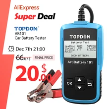 TOPDON AB101 Car Battery Tester 12V Voltage Battery Test Automotive Charger Analyzer 2000CCA Car Cranking Charging Circut Tester