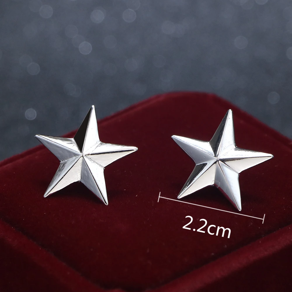 Large Silver i-Remiel Korean Little Star Brooch Badges Men's and Women's Blouses Five Pointed Star Shirt Collar Pins and Brooches Accessories - Metal color: Large Silver