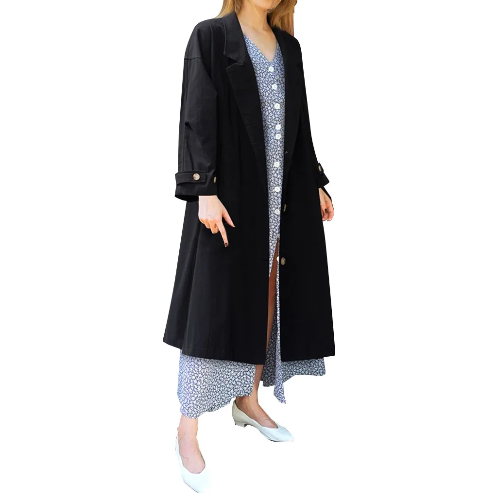 Осенне-зимний женский длинный теплый Тренч размера плюс Модный повседневный