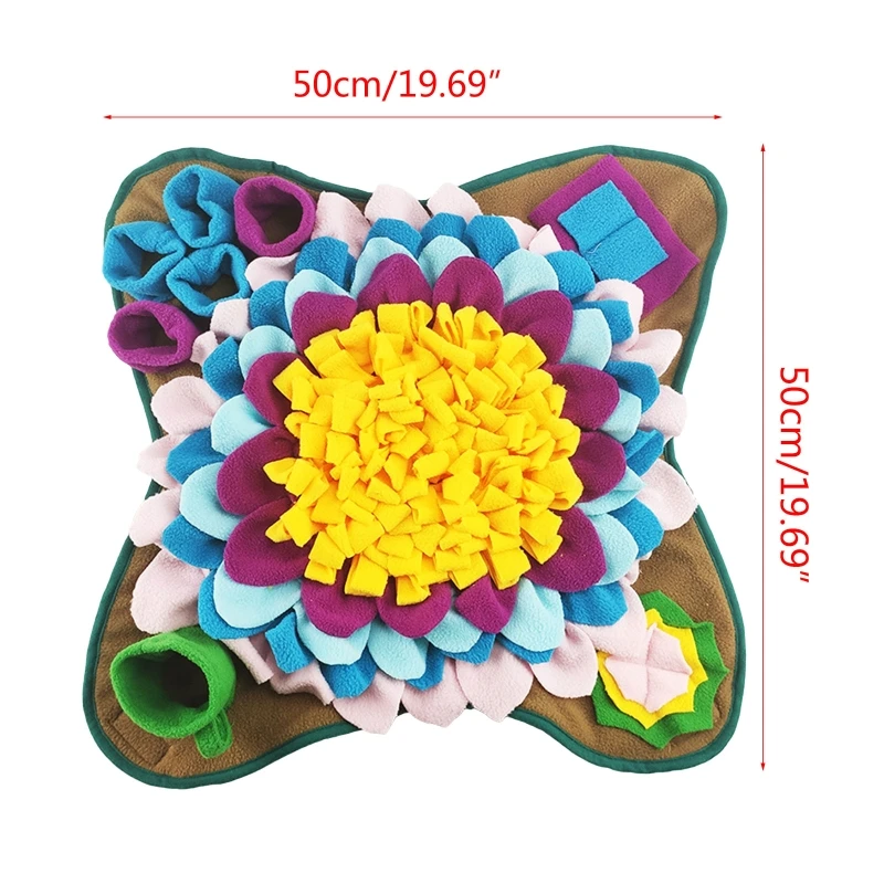 

Pet Dog Snuffle Mat Nose Smell Training Sniffing Pad Dog Puzzle Toy Slow Feeding Bowl Food Dispenser Carpet Washable 50x50cm