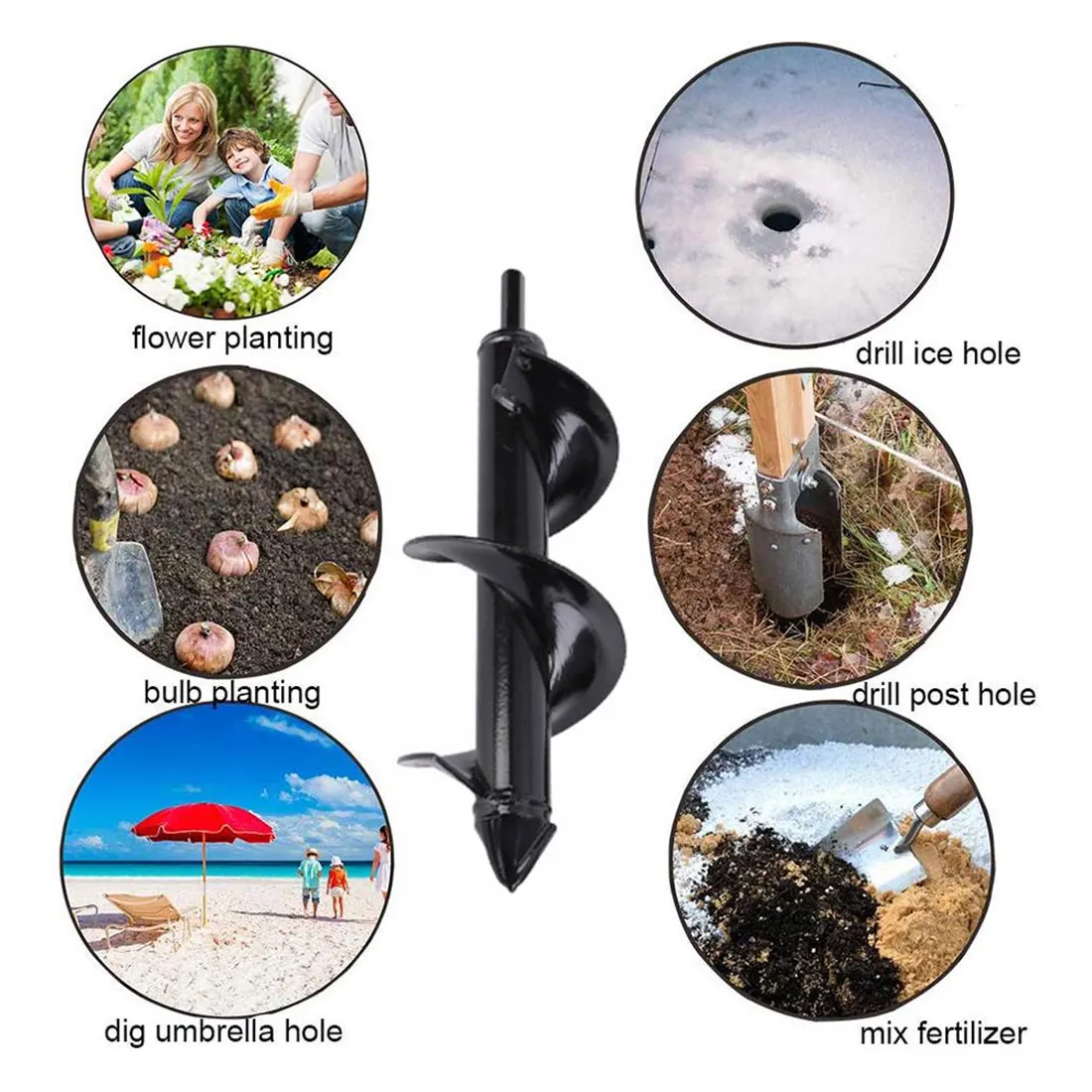 

Earth Drill Ice Drill Garden Auger Spiral Drill Machine Bit Flower Planter Auger Yard Gardening Planting Hole Digger Tool