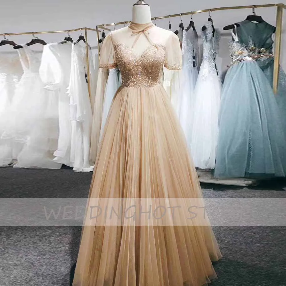 

Burgundy Tulle Evening Dresses Long Luuxury 2021 Women Eleglant Gorgous Beading A-Line Prom Gowns Real Image vestido de fiesta