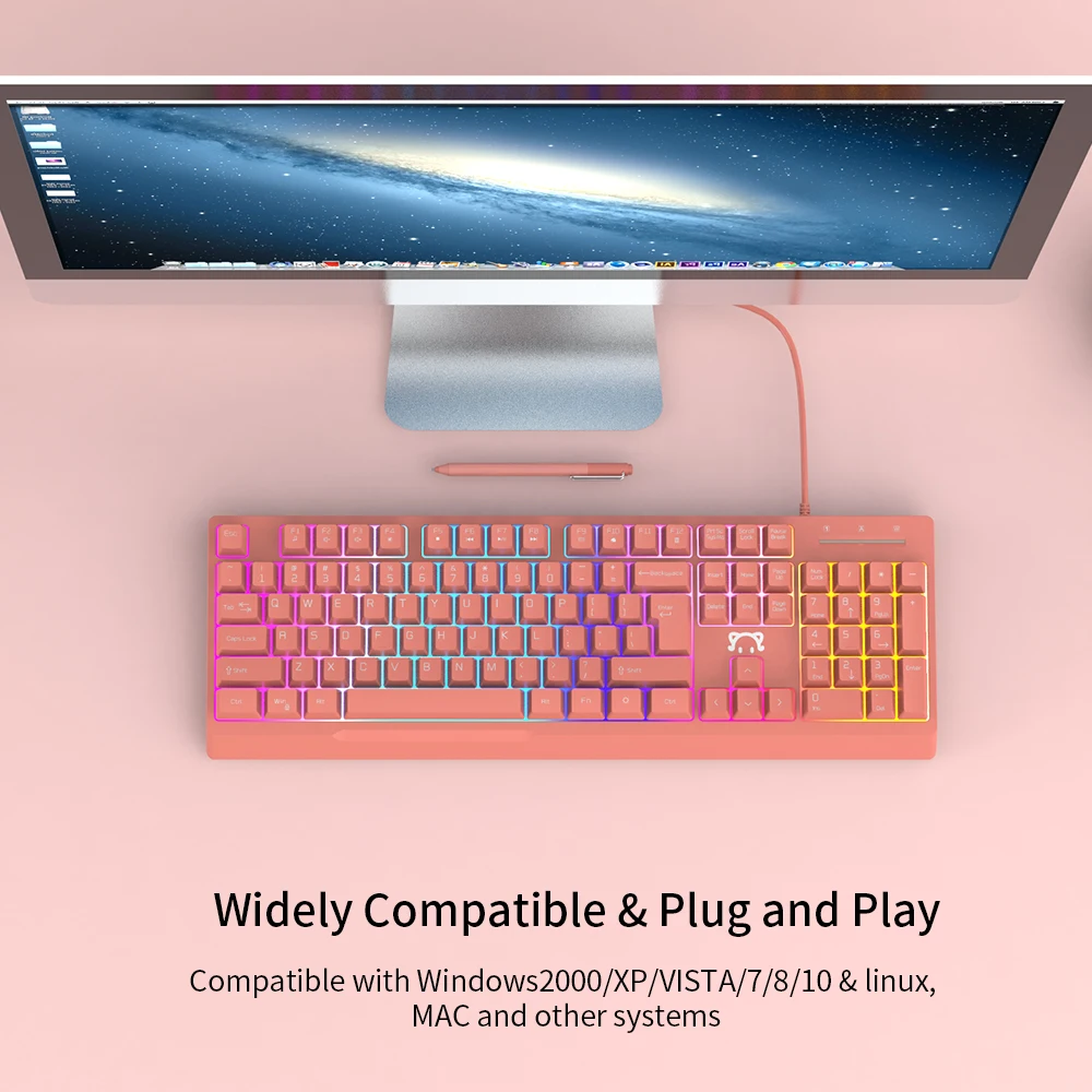 

AJAZZ-STK090 профессиональная игровая клавиатура с мембраной, механическая Проводная клавиатура, 104 клавиш, RGB подсветка для геймерского ПК, ноут...