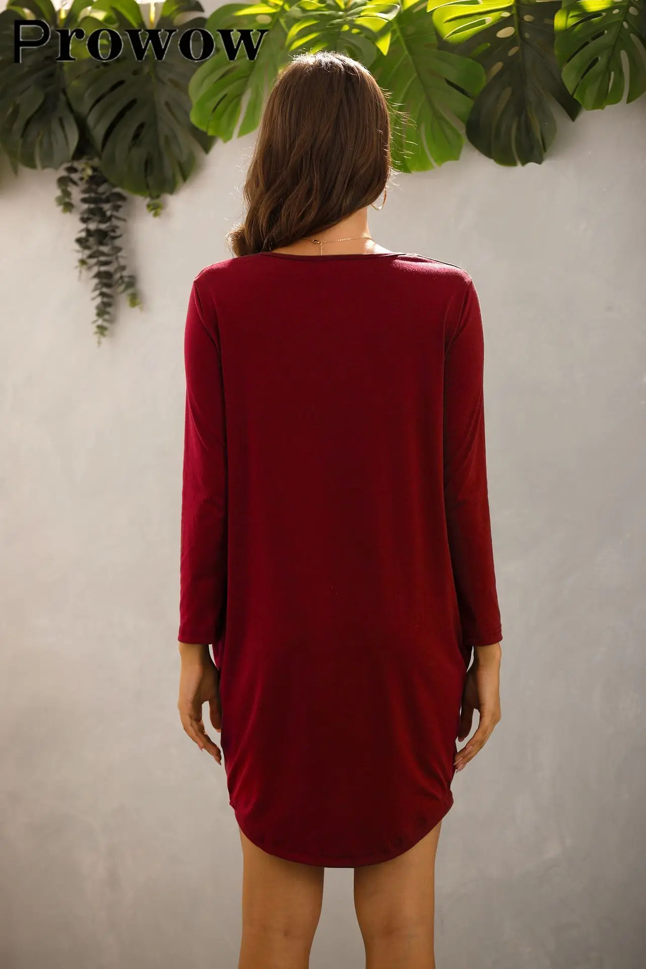 

Prowow Spring Autumn Women Casual loose Solid pockets Short dress Female fashion Streetwear Long Sleeve oversize dresses S-5XL