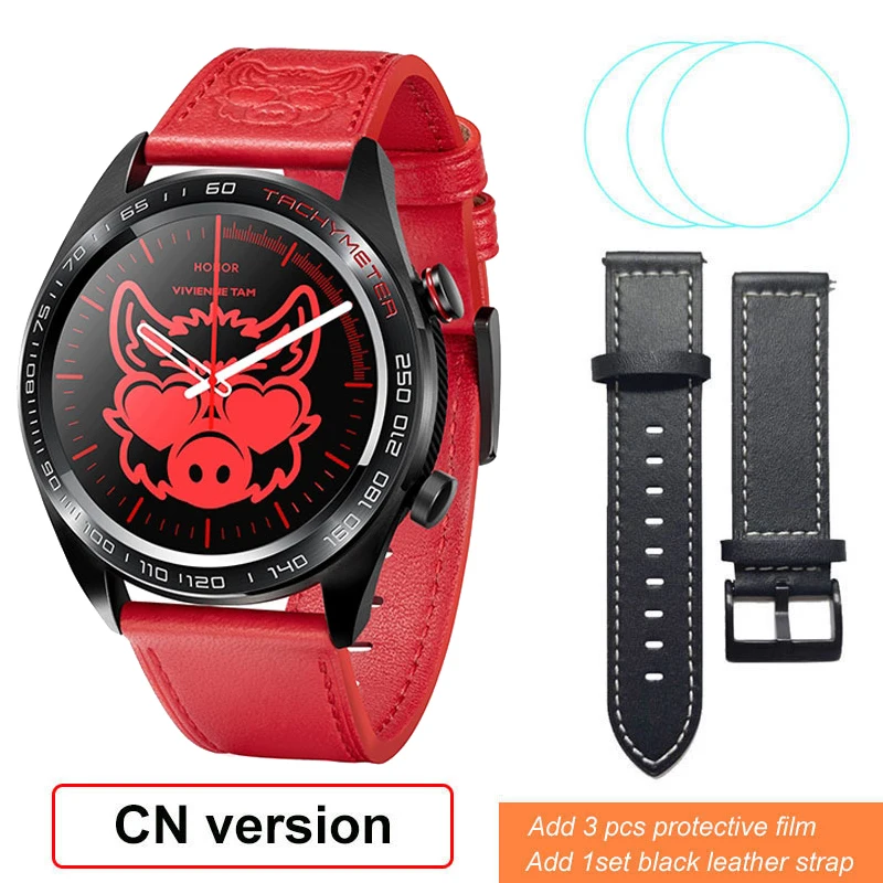 RedddBlackStraped Honor Watch Magic Смарт-часы мониторинг сердечного ритма сна давление водонепроницаемые носимые устройства шагомер - Цвет: RedddBlackStraped
