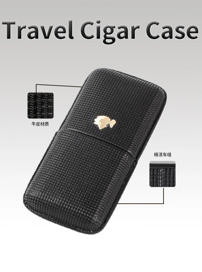 COHIBA гаджеты, кожаный чехол для сигар, держатель для путешествий, портативный, 3 трубки, мини-коробка для сигар, подходит для Кубы, аксессуары для сигар