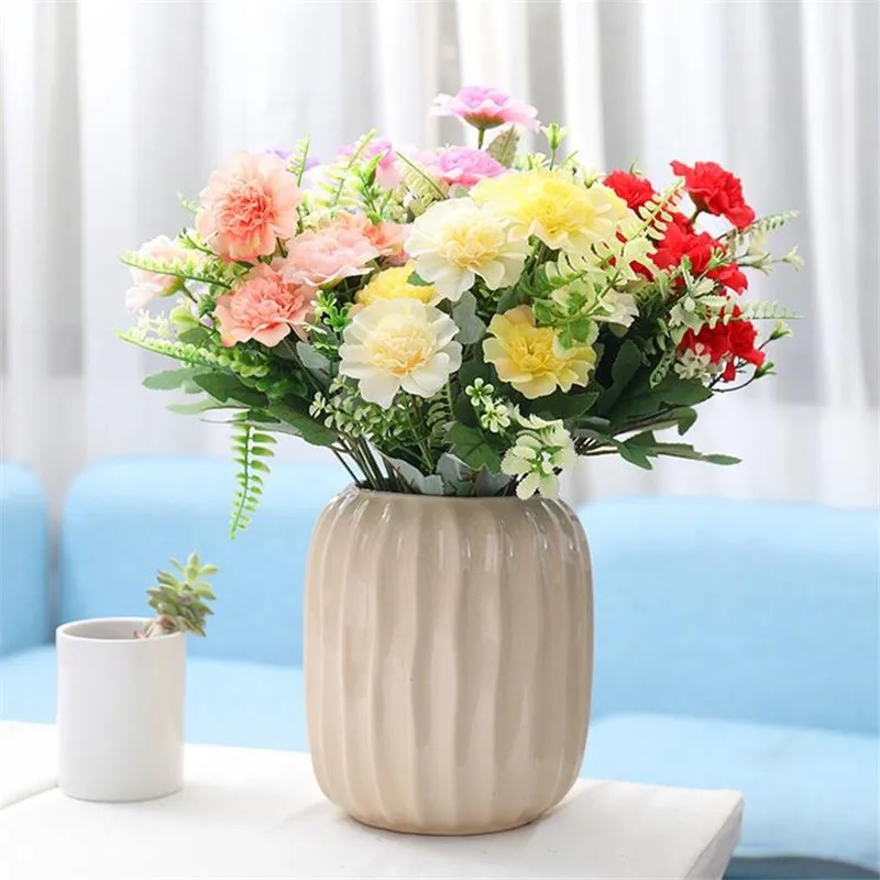 

7P Fake Carnation 14.96" Length Simulation Chrysanthemum Plastic Accessories for Home Wedding Decorative Artificial Flowers